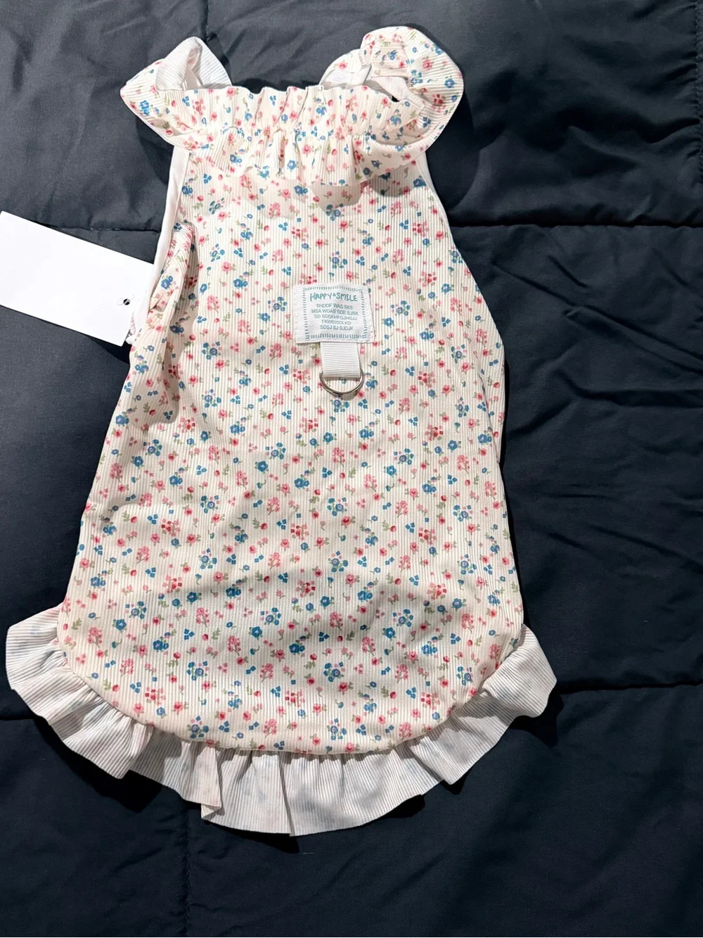 Soft Floral Dog Dress — Cream Small-Breed Outfit